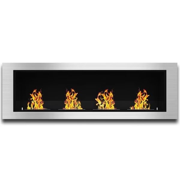 Regal Flame ER8003 Charlotte 64 in. Ventless Built-In Recessed Bio Ethanol Wall Mounted Fireplace, Regal Flame, Mfr#: ER8003